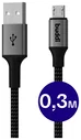 Buddi Flex USB-A naar Micro-USB Kabel 12W Fast Charge 30CM Zwart