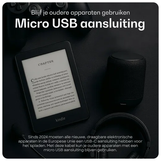 Buddi Flex USB-A naar Micro-USB Kabel 12W Fast Charge 30CM Zwart afbeelding 3