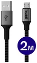 Buddi Flex USB-A naar Micro-USB Kabel 12W Fast Charge 2M Zwart