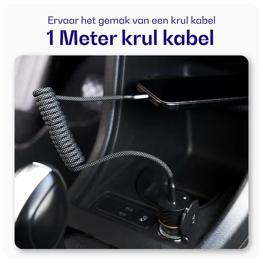 Buddi Flex USB-A naar Lightning Krulsnoer Kabel 12W Fast Charge 1M Zwart afbeelding 2
