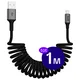 Buddi Flex USB-A naar Lightning Krulsnoer Kabel 12W Fast Charge 1M Zwart