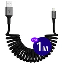 Buddi Flex USB-A naar Lightning Krulsnoer Kabel 12W Fast Charge 1M Zwart