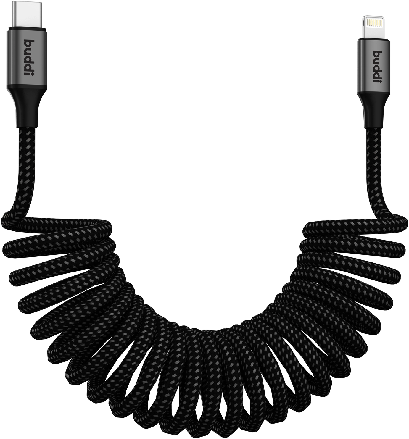 Buddi Flex USB-C naar Lightning Krulsnoer Kabel 12W Fast Charge 1M Zwart afbeelding 13