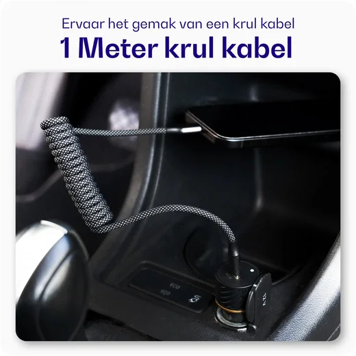 Buddi Flex USB-C naar Lightning Krulsnoer Kabel 12W Fast Charge 1M Zwart afbeelding 2