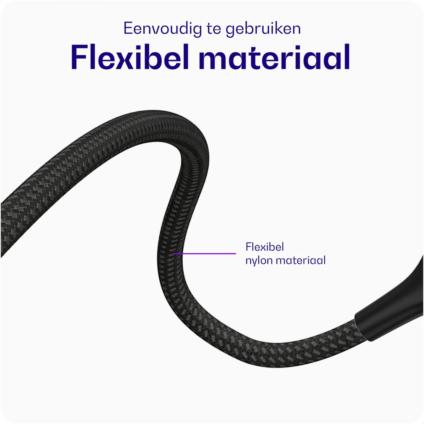 Buddi Flex USB-C naar Lightning Krulsnoer Kabel 12W Fast Charge 1M Zwart afbeelding 10