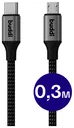 Buddi Flex USB-C naar Micro-USB Kabel 12W Fast Charge 30cm Zwart