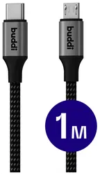 Buddi Flex USB-C naar Micro-USB Kabel 12W Fast Charge 1M Zwart afbeelding