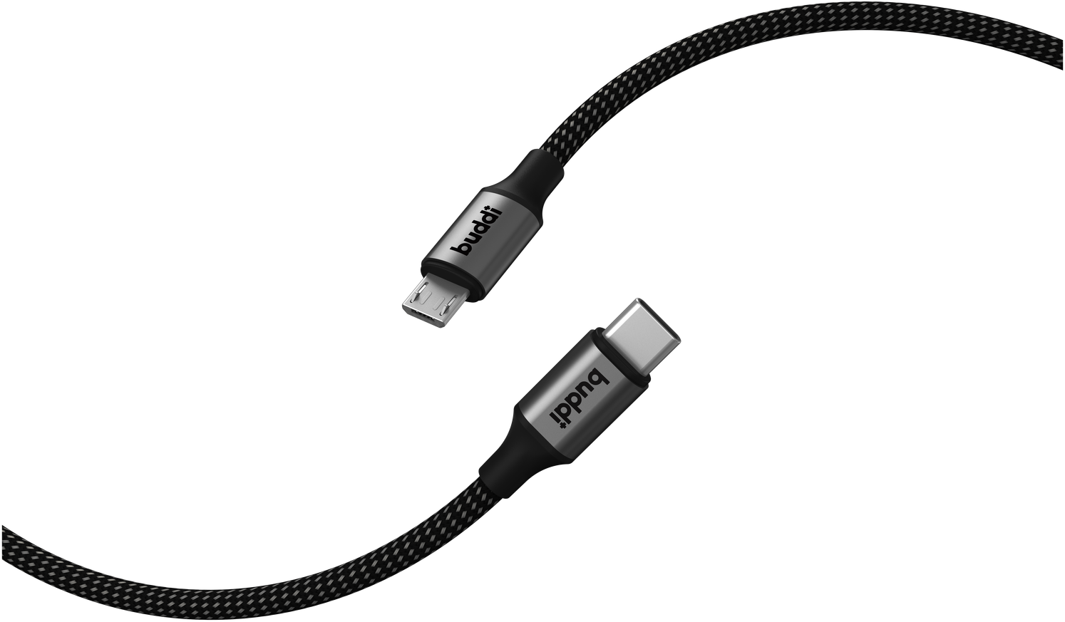 Buddi Flex USB-C naar Micro-USB Kabel 12W Fast Charge 1M Zwart afbeelding 9