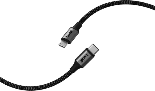 Buddi Flex USB-C naar Micro-USB Kabel 12W Fast Charge 1M Zwart afbeelding 9