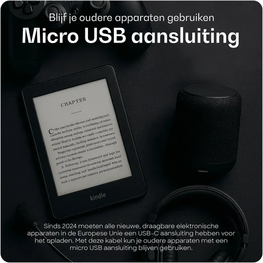 Buddi Flex USB-C naar Micro-USB Kabel 12W Fast Charge 1M Zwart afbeelding 3