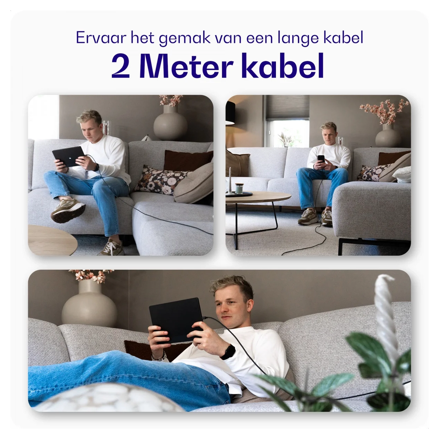 Buddi Flex USB-C naar Micro-USB Kabel 12W Fast Charge 2M Zwart afbeelding 5
