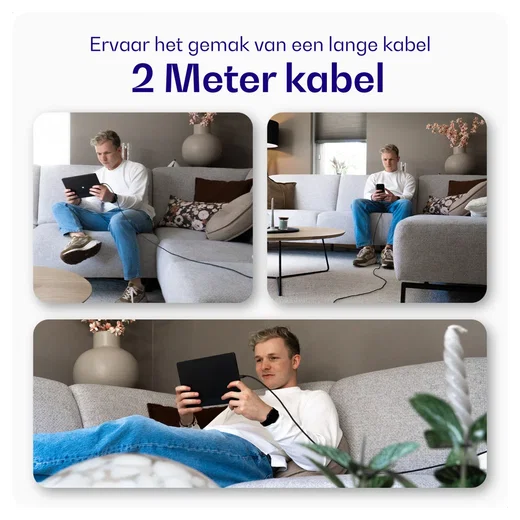 Buddi Flex USB-C naar Micro-USB Kabel 12W Fast Charge 2M Zwart afbeelding 5