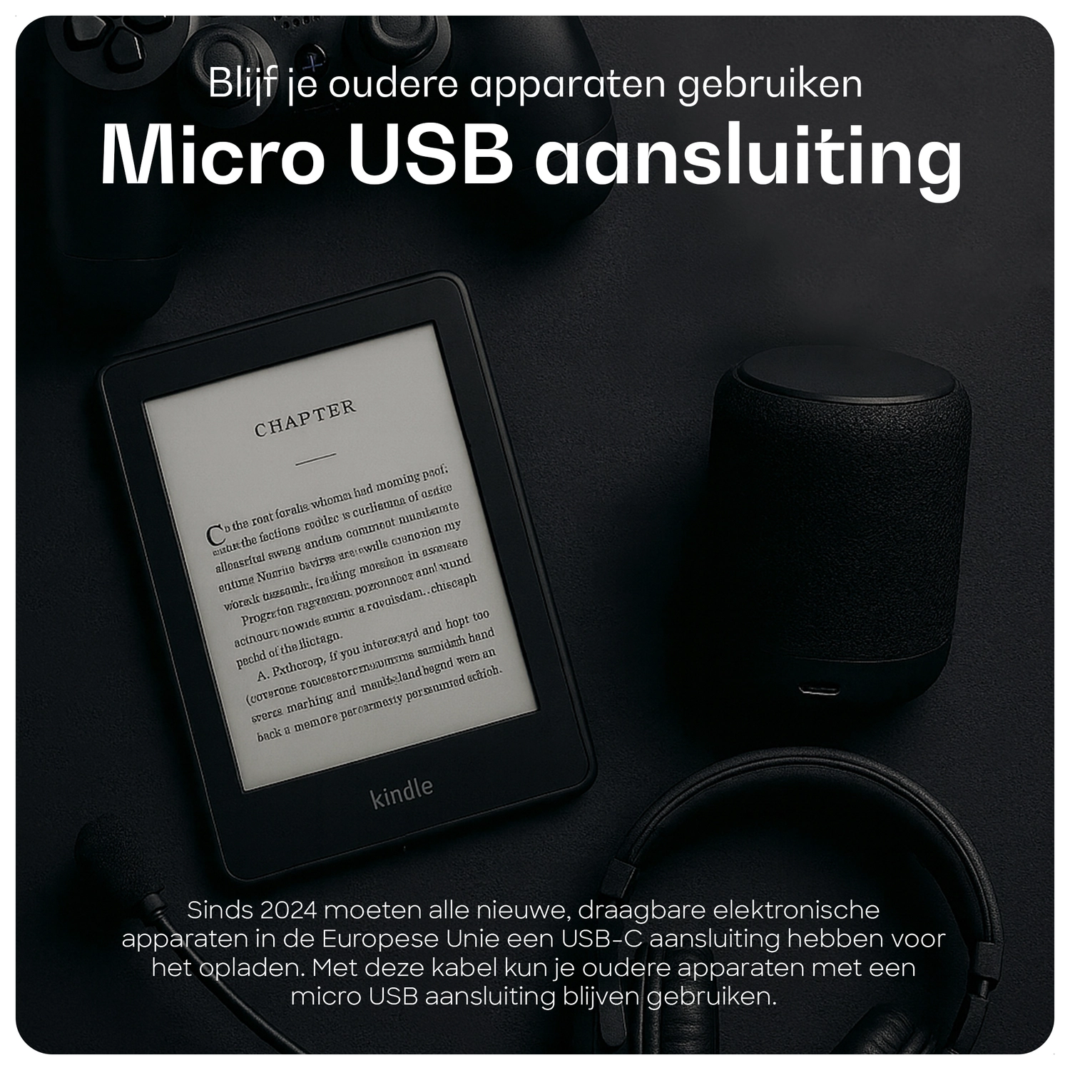Buddi Flex USB-C naar Micro-USB Kabel 12W Fast Charge 2M Zwart afbeelding 3
