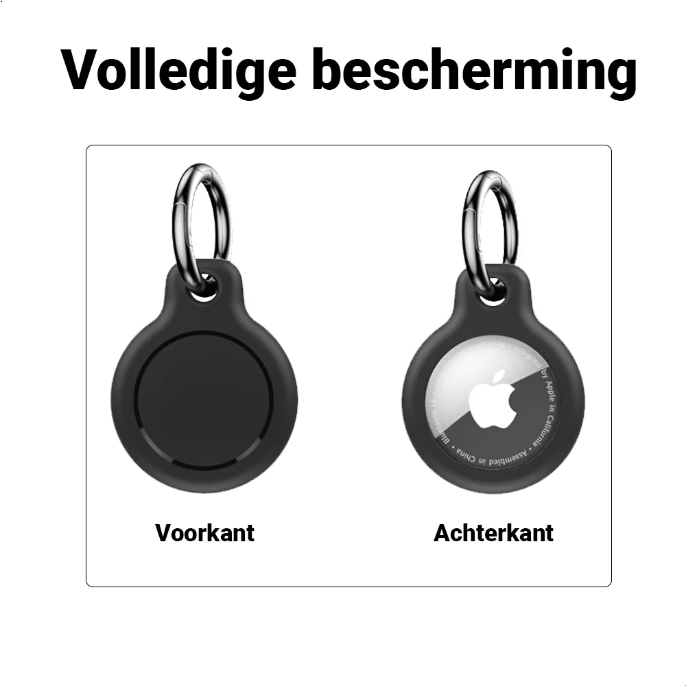 Apple AirTag TPU Sleutelhanger Hoesje Waterdicht Zwart (2-Pack) afbeelding 4