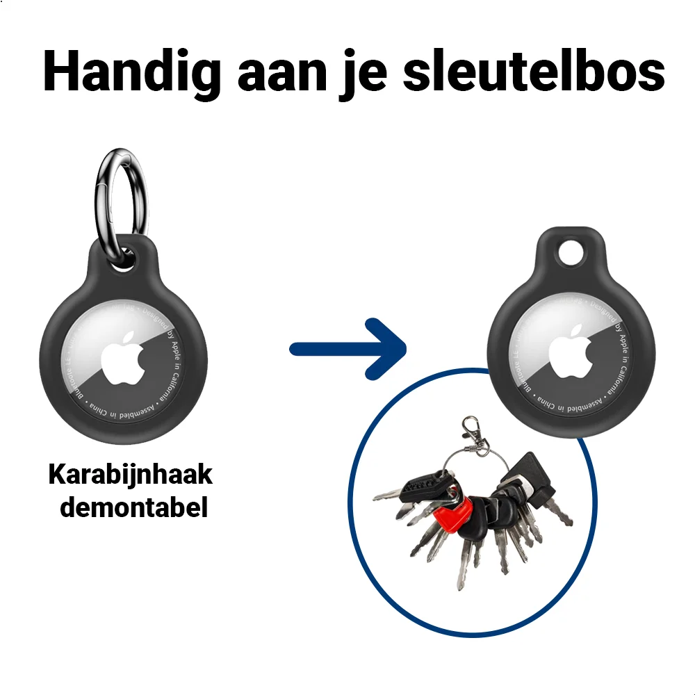 Apple AirTag TPU Sleutelhanger Hoesje Waterdicht Zwart (2-Pack) afbeelding 5