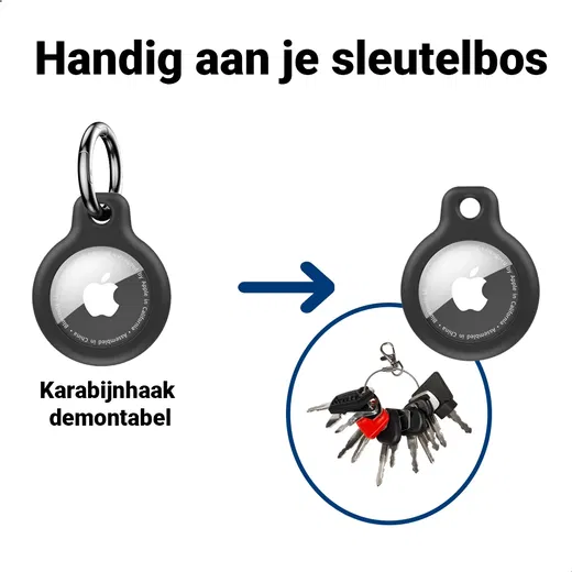 Apple AirTag TPU Sleutelhanger Hoesje Waterdicht Zwart (2-Pack) afbeelding 5