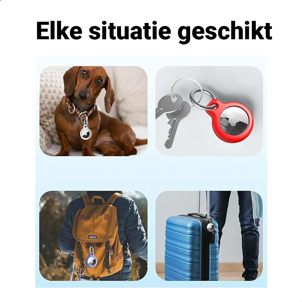 Apple AirTag TPU Sleutelhanger Hoesje Waterdicht Zwart (2-Pack) afbeelding 6