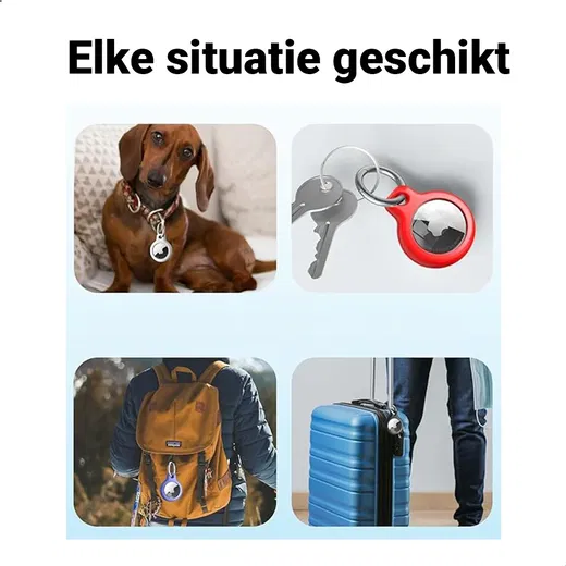 Apple AirTag TPU Sleutelhanger Hoesje Waterdicht Zwart (2-Pack) afbeelding 6