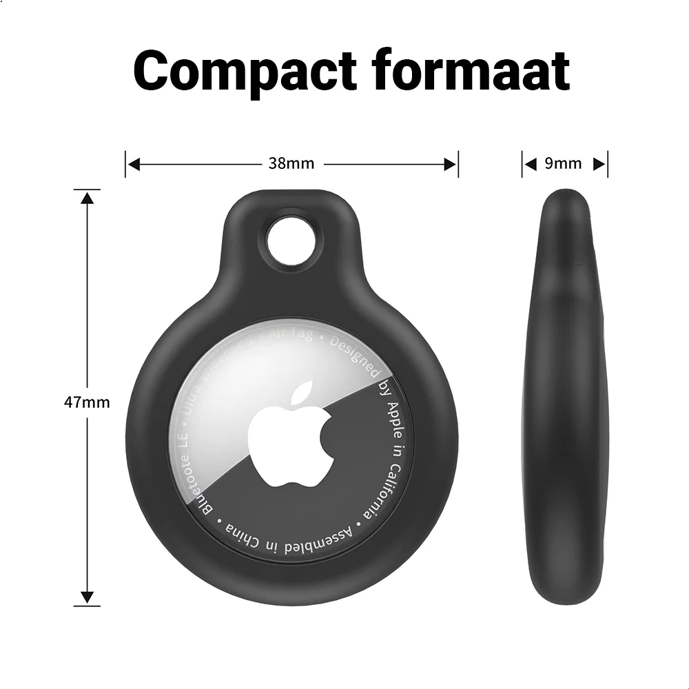 Apple AirTag TPU Sleutelhanger Hoesje Waterdicht Zwart (2-Pack) afbeelding 8