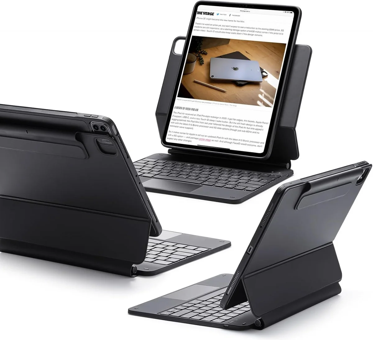 ESR Rebound Magnetic 360 iPad Pro 12.9 (2022-2018) Toetsenbord Hoes Zwart afbeelding 1