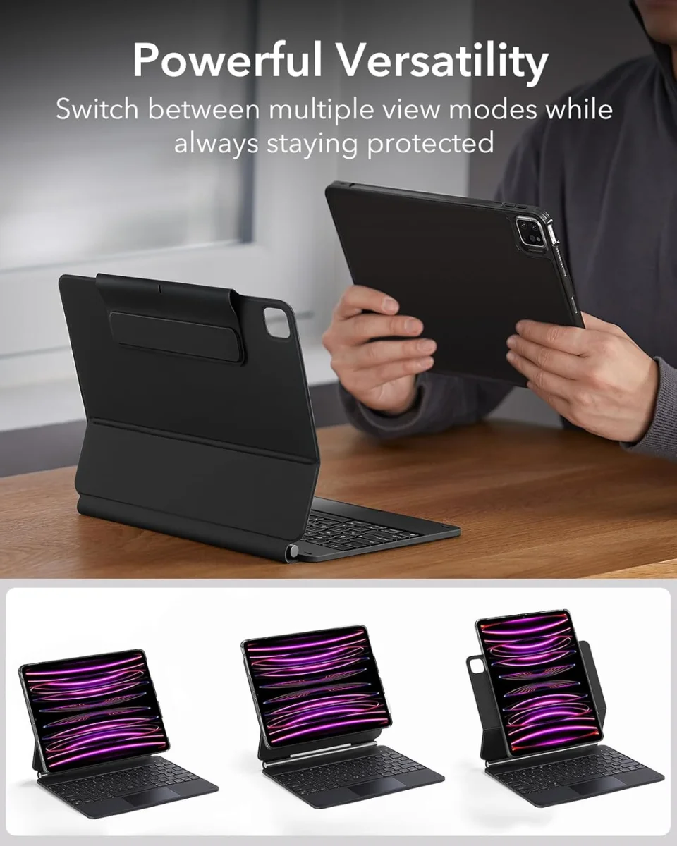 ESR Rebound Magnetic 360 iPad Pro 12.9 (2022-2018) Toetsenbord Hoes Zwart afbeelding 4