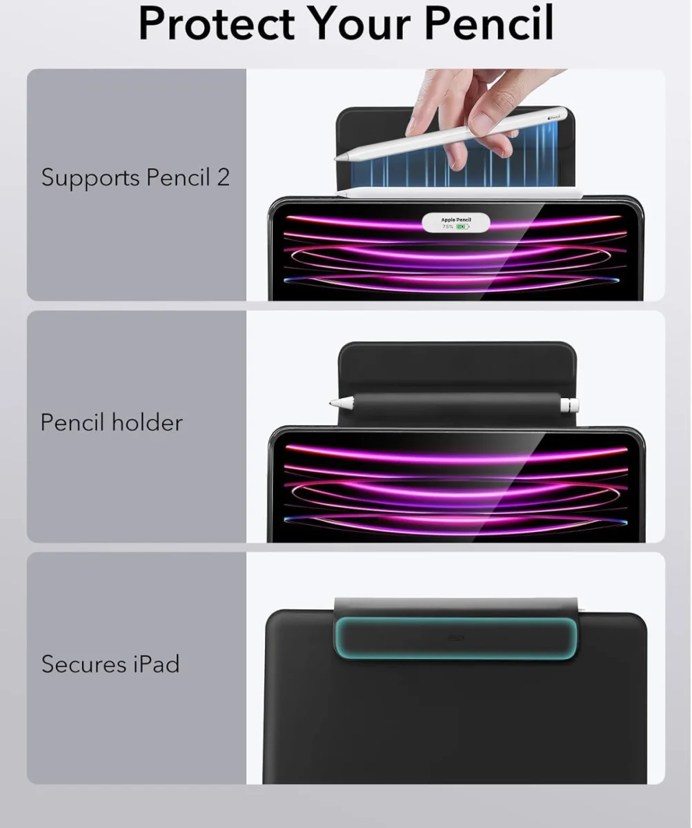 ESR Rebound Magnetic 360 iPad Pro 12.9 (2022-2018) Toetsenbord Hoes Zwart afbeelding 8