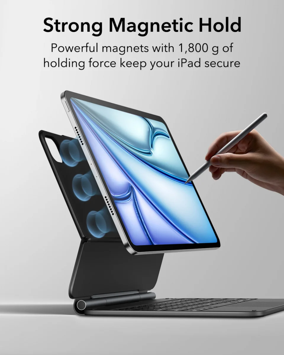 ESR Rebound Magnetic iPad Air 13 (24/25)/Pro 12.9 Toetsenbord Hoes Zwart afbeelding 5