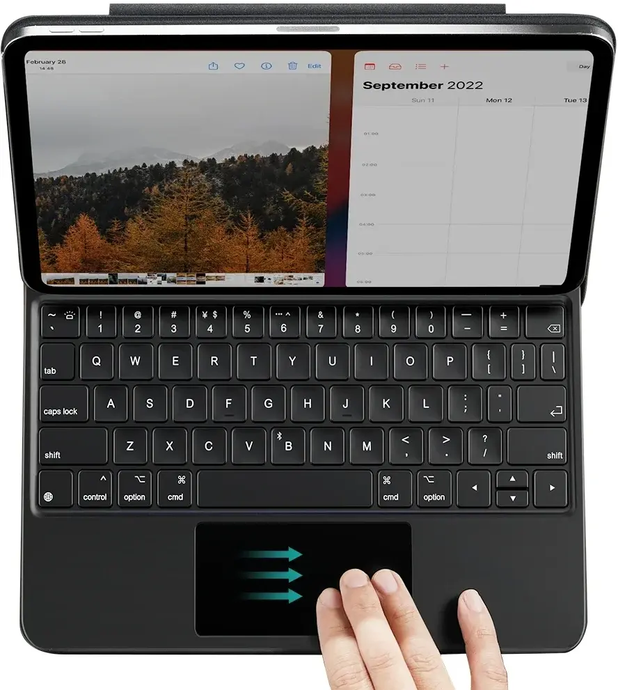 ESR iPad 11 A16 (2025) /10.9 (2022) Toetsenbord Hoes Rebound Magnetic Zwart afbeelding 6
