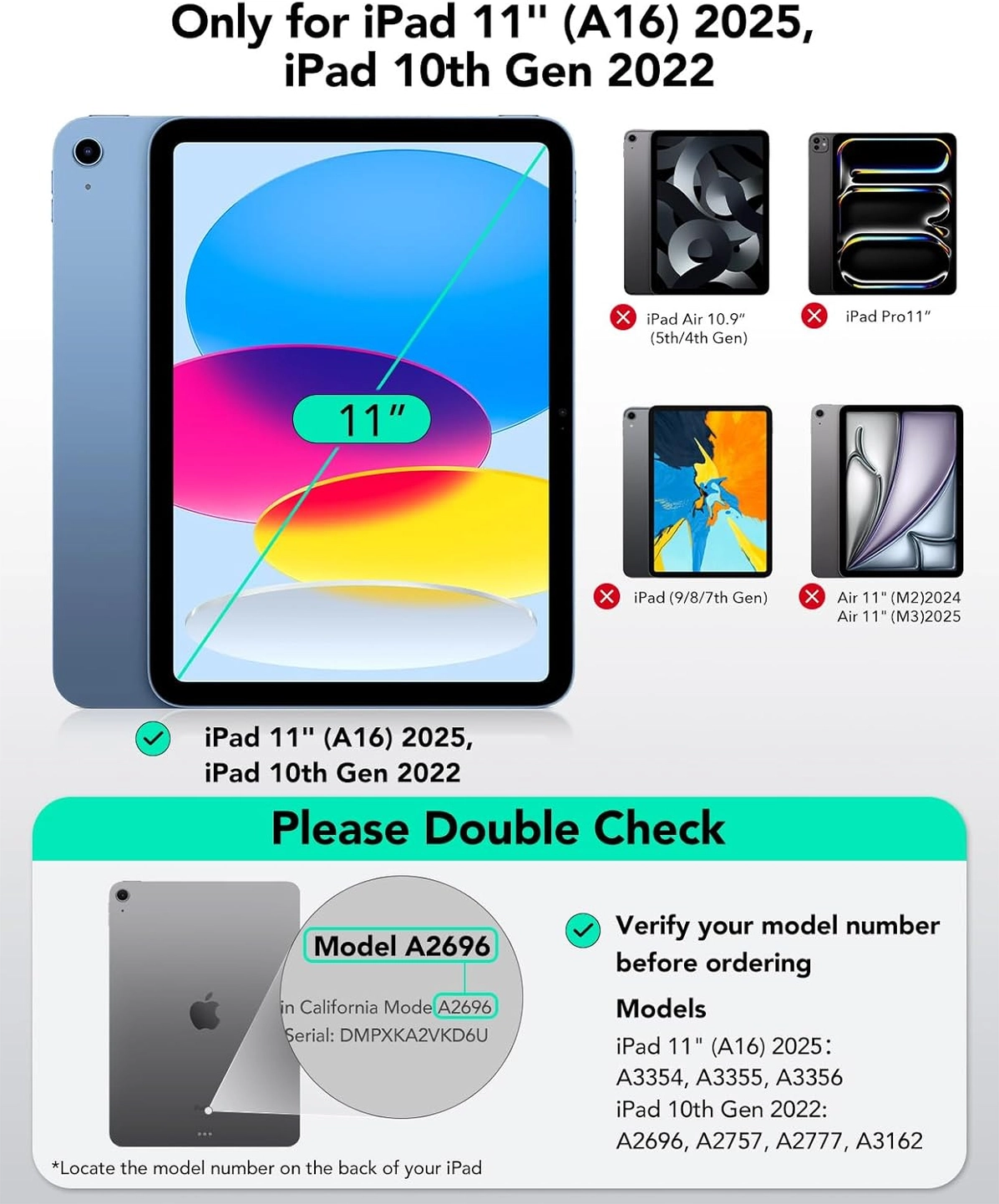 ESR iPad 11 A16 (2025) /10.9 (2022) Toetsenbord Hoes Rebound Magnetic Zwart afbeelding 9