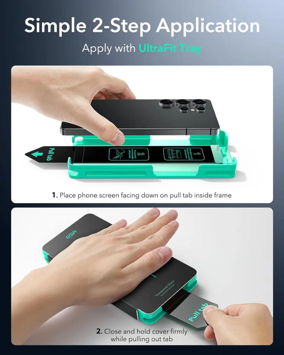 ESR Samsung Galaxy S25 Ultra Screen Protector met Montageframe (2-Pack) afbeelding 3