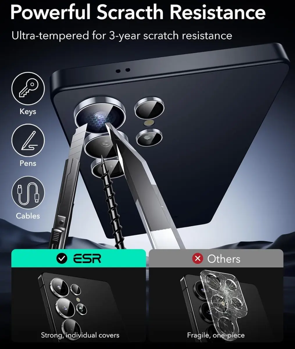 ESR Samsung Galaxy S25 Ultra Camera Lens Protector Zilver afbeelding 7