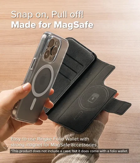 Ringke Apple iPhone 16 Pro Max / 16 Plus Hoesje Folio Wallet Magnetisch Zwart afbeelding 2