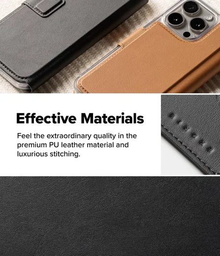 Ringke Apple iPhone 16 Pro Max / 16 Plus Hoesje Folio Wallet Magnetisch Zwart afbeelding 7