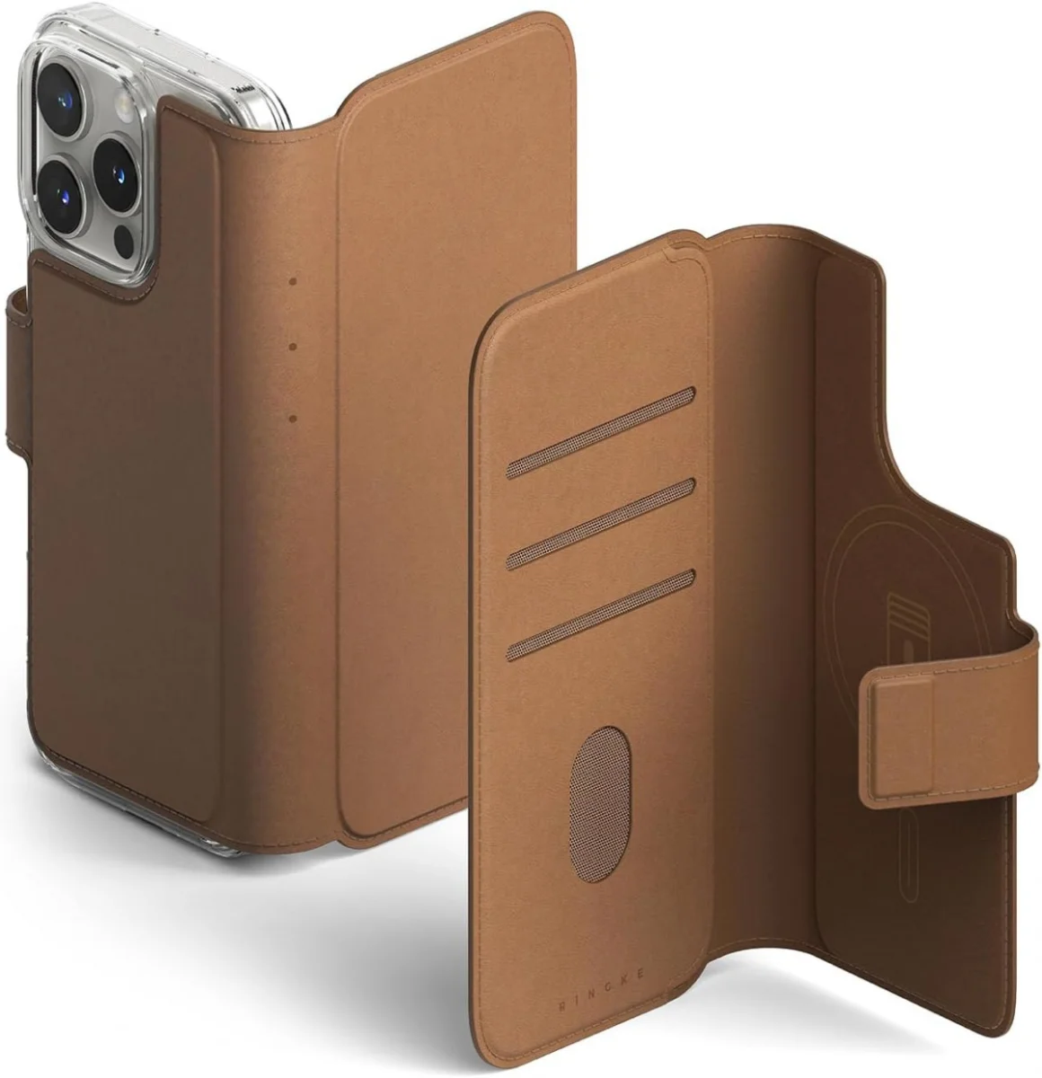 Ringke Apple iPhone 16 Pro Max / 16 Plus Hoesje Folio Wallet Magnetisch Bruin afbeelding 1