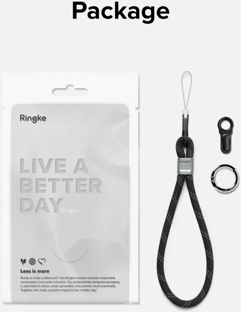 Ringke Rope Hand Strap - Universeel Telefoonkoord / Polsband Zwart afbeelding 12