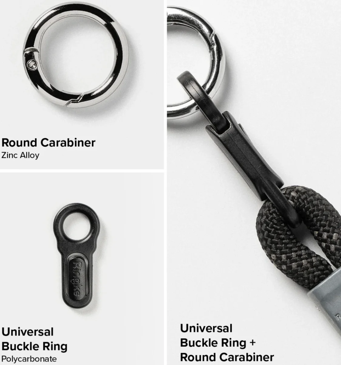 Ringke Rope Hand Strap - Universeel Telefoonkoord / Polsband Zwart afbeelding 9