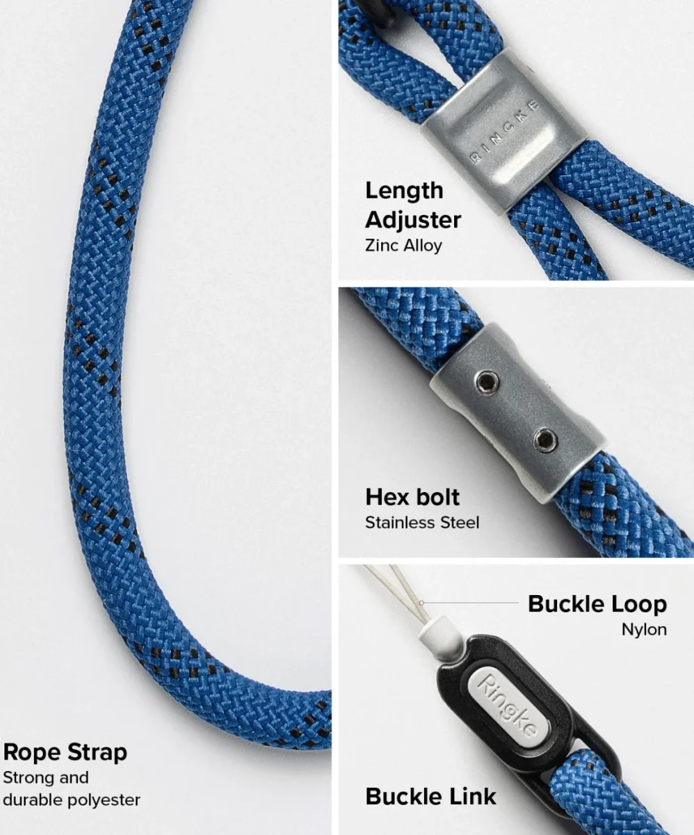 Ringke Rope Hand Strap - Universeel Telefoonkoord / Polsband Blauw afbeelding 10