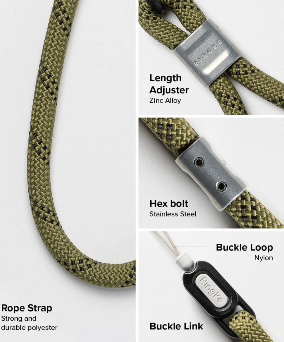 Ringke Rope Hand Strap - Universeel Telefoonkoord / Polsband Olive afbeelding 8
