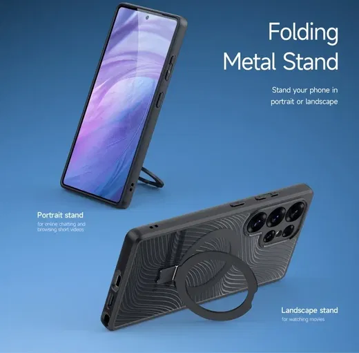 Dux Ducis Aimo MagSafe / Qi2 Samsung Galaxy S25 Ultra Hoesje Kickstand Zwart afbeelding 4