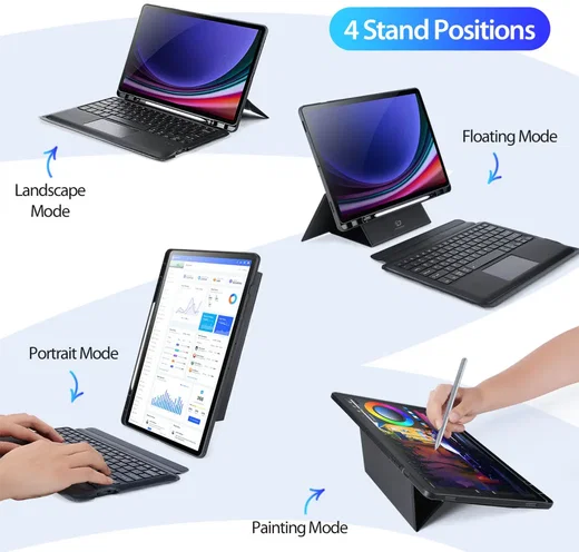 Dux Ducis Samsung Galaxy Tab S10+/ S9+/ S9 FE+/ Hoes Bluetooth Toetsenbord Zwart afbeelding 5