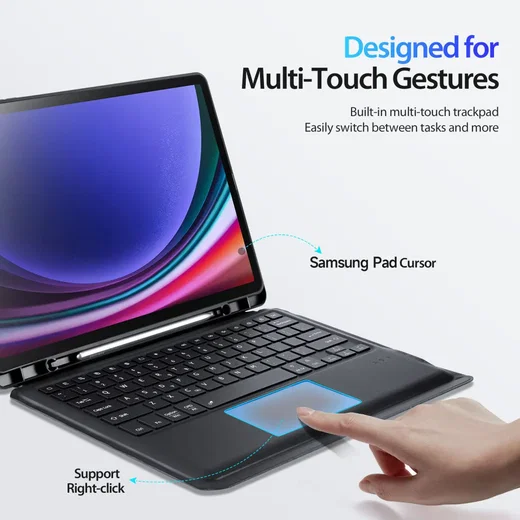 Dux Ducis Samsung Galaxy Tab S10+/ S9+/ S9 FE+/ Hoes Bluetooth Toetsenbord Zwart afbeelding 7