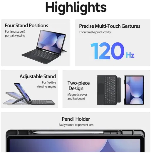 Dux Ducis Samsung Galaxy Tab S10 / S9 / S8 Ultra Hoes met Toetsenbord Zwart afbeelding 3