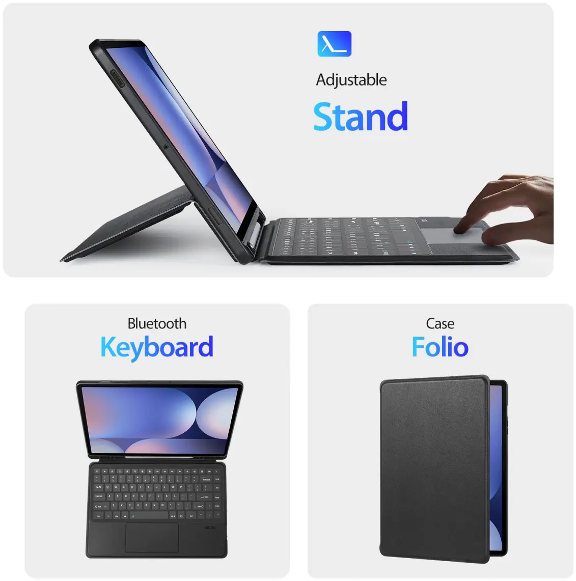 Dux Ducis Samsung Galaxy Tab S10 / S9 / S8 Ultra Hoes met Toetsenbord Zwart afbeelding 4