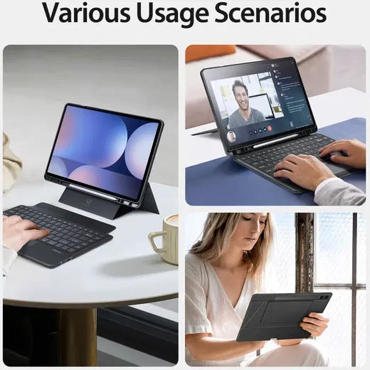 Dux Ducis Samsung Galaxy Tab S10 / S9 / S8 Ultra Hoes met Toetsenbord Zwart afbeelding 5