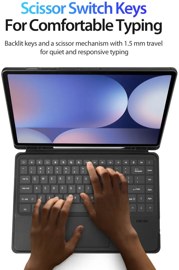 Dux Ducis Samsung Galaxy Tab S10 / S9 / S8 Ultra Hoes met Toetsenbord Zwart afbeelding 7