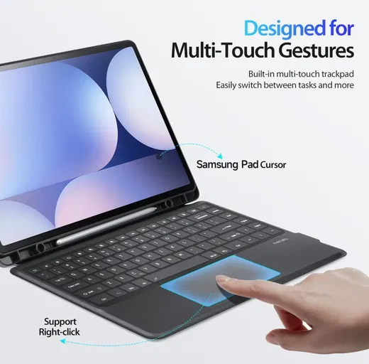 Dux Ducis Samsung Galaxy Tab S10 / S9 / S8 Ultra Hoes met Toetsenbord Zwart afbeelding 8