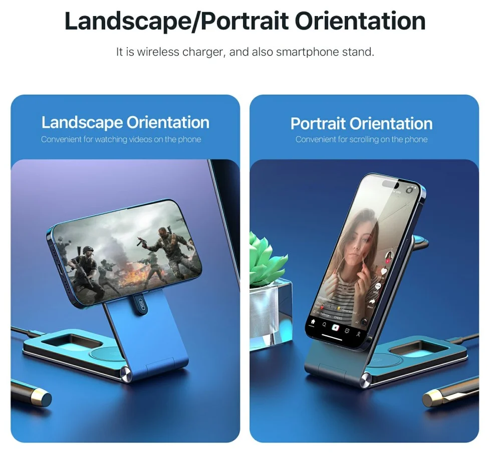 Duzzona 3-in-1 MagSafe Oplader iPhone/AirPods (Pro)/Apple Watch Opvouwbaar Grijs afbeelding 6