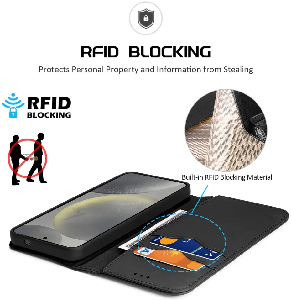 Dux Ducis Hivo Samsung Galaxy S25 Plus Hoesje RFID Book Case Zwart afbeelding 3