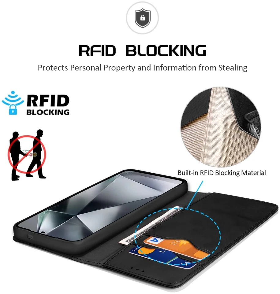 Dux Ducis Hivo Samsung Galaxy S25 Ultra Hoesje RFID Book Case Zwart afbeelding 3