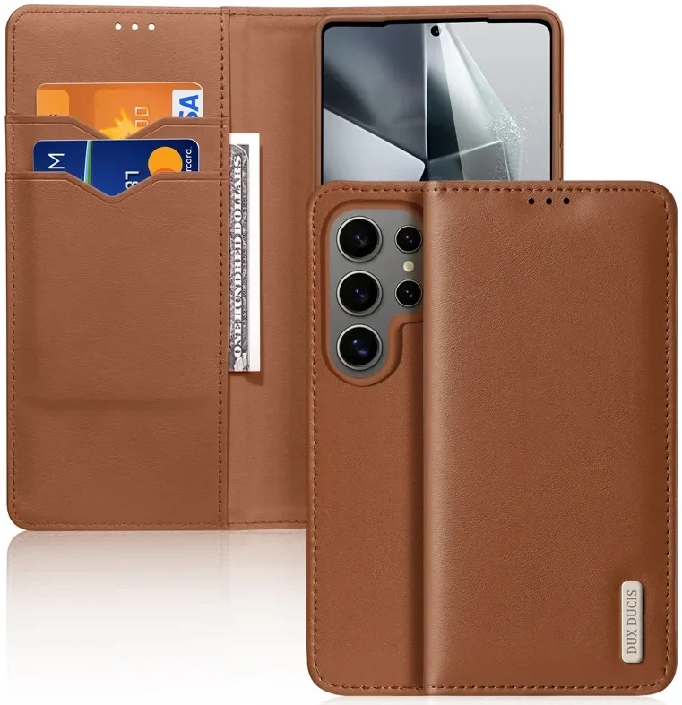 Dux Ducis Hivo Samsung Galaxy S25 Ultra Hoesje RFID Book Case Bruin afbeelding 1